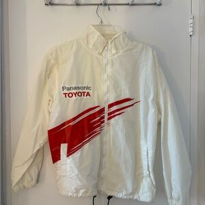 Vintage Panasonic Toyota White and Red Windbreaker Spring Jacket